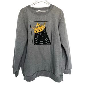 Cat Lady Heather Gray “Royal Cat” Graphic Sweatshirt Small
